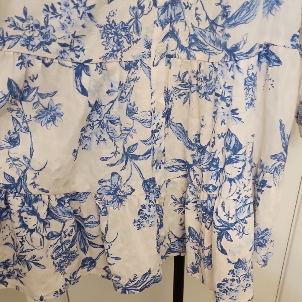 Free People Blue Floral Long Sleeve Boho Mini Dress Size Small - Picture 9 of 13